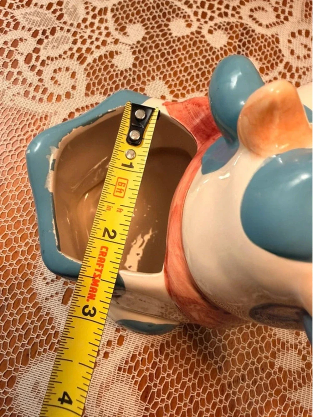 Cooks Tools Ceramic Cow Utensil Holder Blue Spotted Farmhouse Kitchen Decor